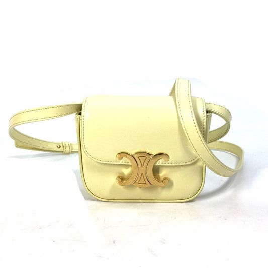 Celine Shoulder Bag 10 I513 Dpv.11 Oy Leather Yellow Shiny Calfskin Mini Triomphe Women Used Authentic