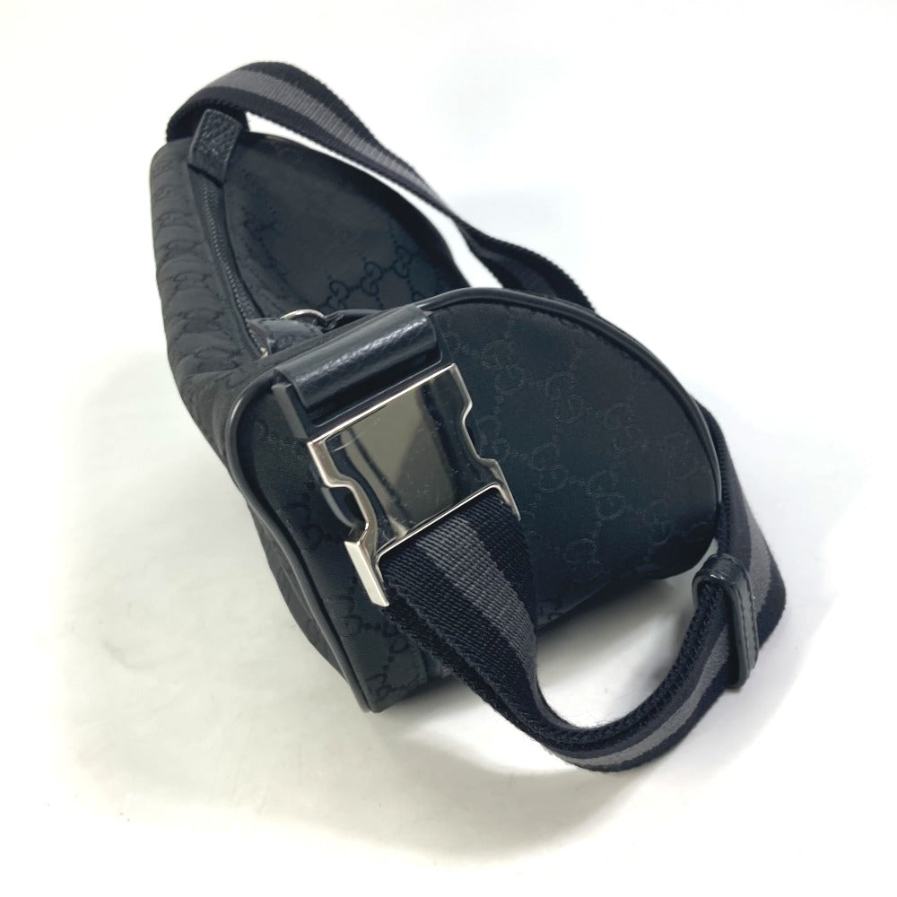 Gucci Waist Bag 449182 Nylon Black Gg Belt Bag Shoulder Bag Mens Used Authentic