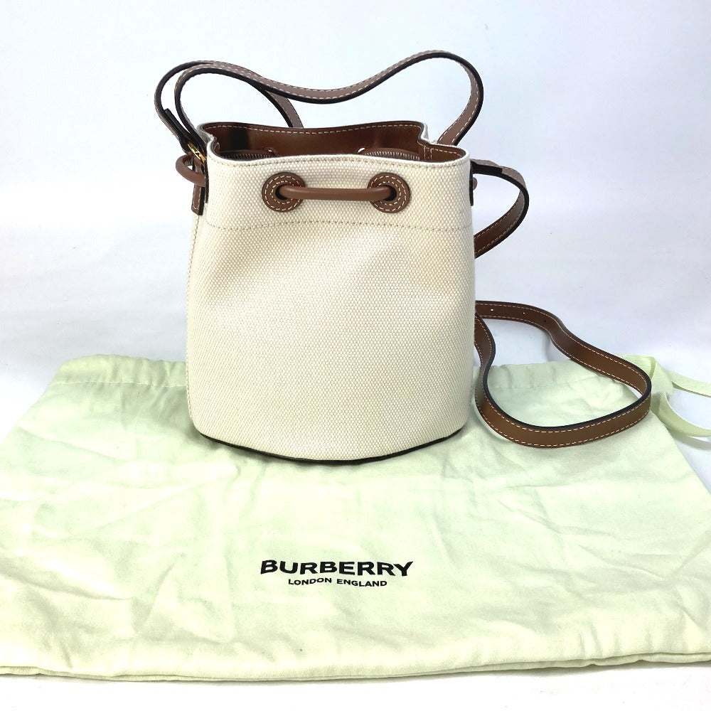 Burberry Tote Bag 8070576 Canvas / Leather Ivorytype 2 Way Shoulder Bag Tb Bucket Women Used Authentic