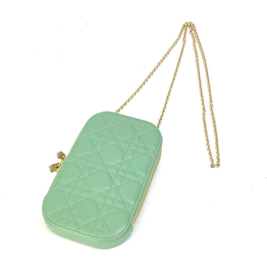 Christian Dior Shoulder Bag S0872 Onmj M59 H Leather Green Cannage Phone Case Lady Dior Lady Dior Phone Holder Women Used Authentic