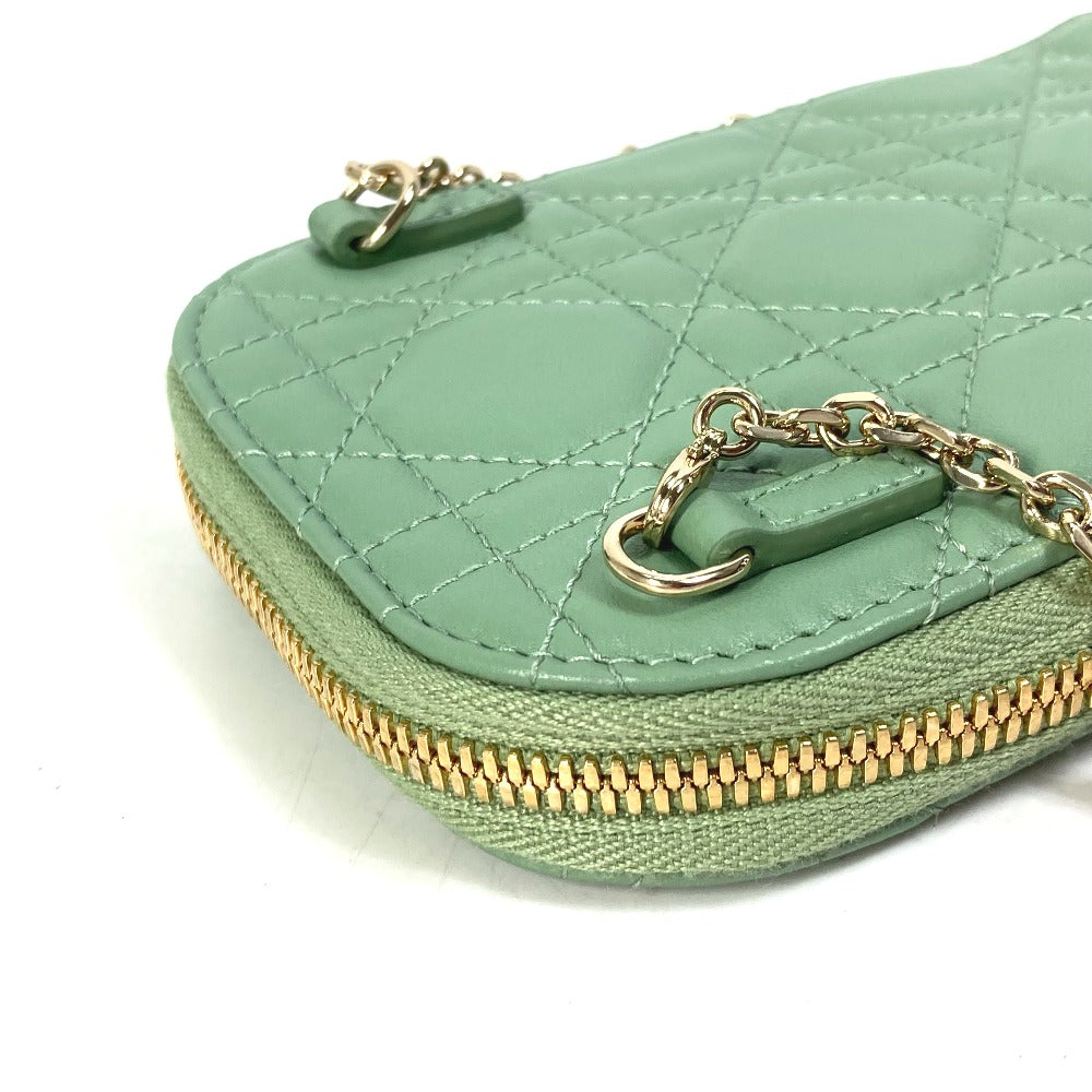 Christian Dior Shoulder Bag S0872 Onmj M59 H Leather Green Cannage Phone Case Lady Dior Lady Dior Phone Holder Women Used Authentic