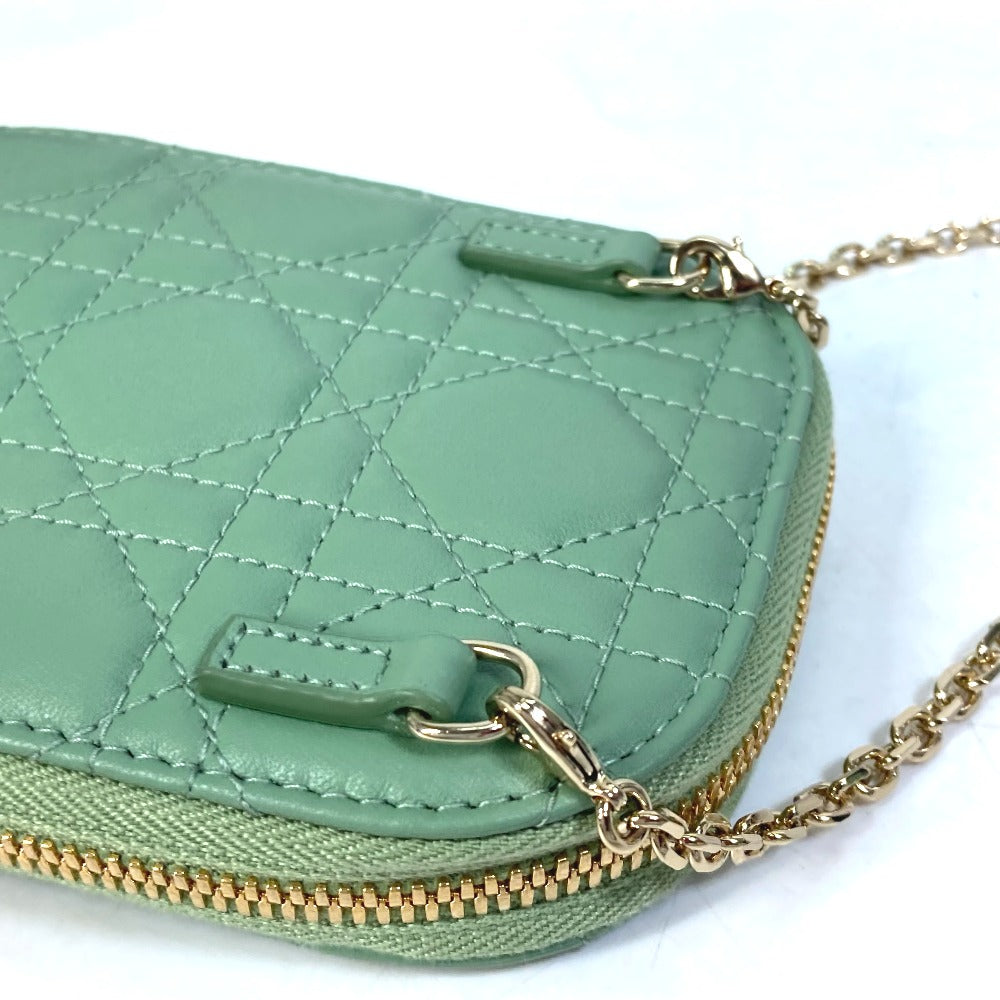 Christian Dior Shoulder Bag S0872 Onmj M59 H Leather Green Cannage Phone Case Lady Dior Lady Dior Phone Holder Women Used Authentic