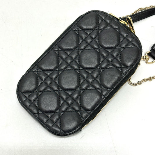 Christian Dior Shoulder Bag S0842 Onmj Leather Black Canage Phone Case Women Used Authentic