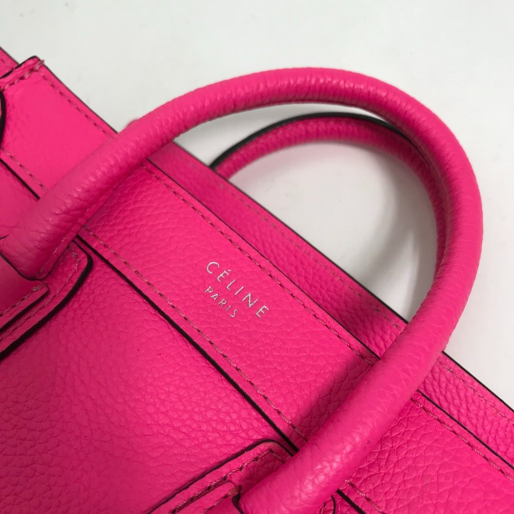 Celine Handbag 189243 Leather Pink Tote Bag Bag Crossbody Luggage Nano Shopper Women Used Authentic