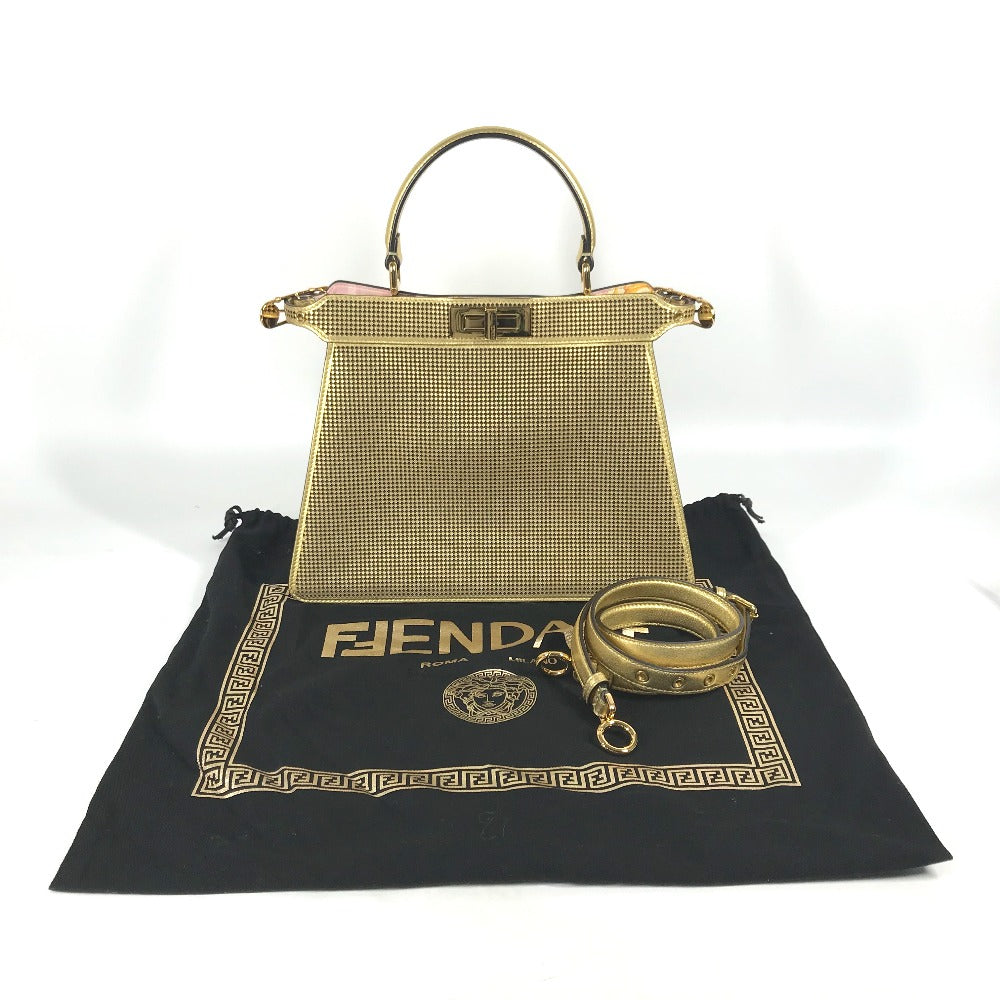 Fendi Handbag 8 Bn321 Leather Gold Versace Versace Collaboration Fendace Peekaboo Medium Iseeu Medium