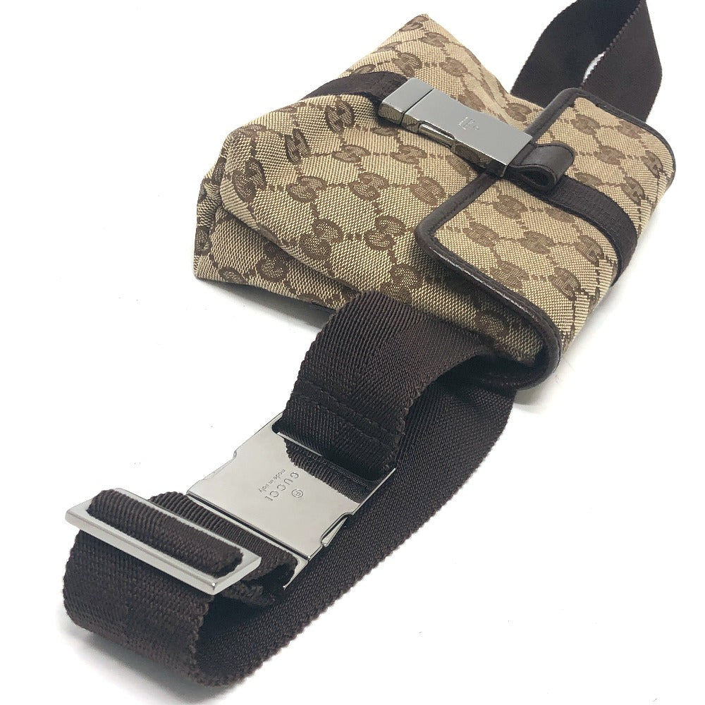 Gucci Waist Bag 131236 Gg Canvas Beige X Brown Gg Sling Bag Waist Pouch Unisex(unisex) Used Authentic