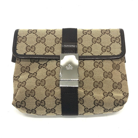 Gucci Waist Bag 131236 Gg Canvas Beige X Brown Gg Sling Bag Waist Pouch Unisex(unisex) Used Authentic