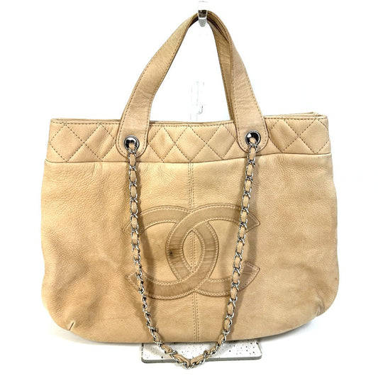 Chanel Shoulder Bag Suede Beige Coco Mark Women Used Authentic