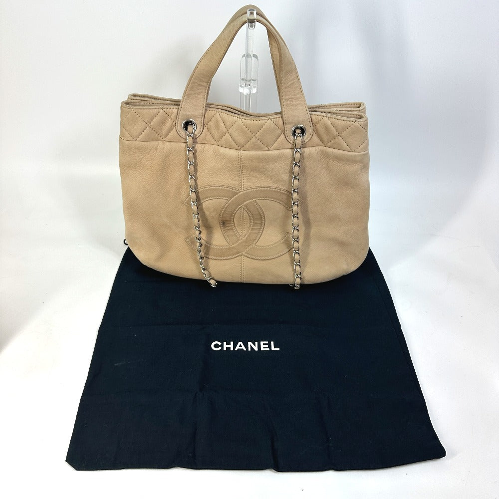 Chanel Shoulder Bag Suede Beige Coco Mark Women Used Authentic