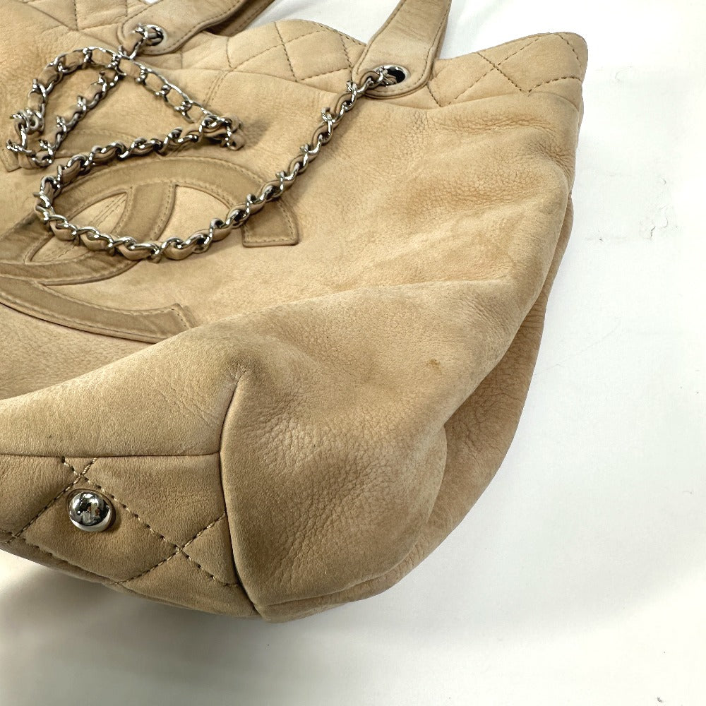 Chanel Shoulder Bag Suede Beige Coco Mark Women Used Authentic