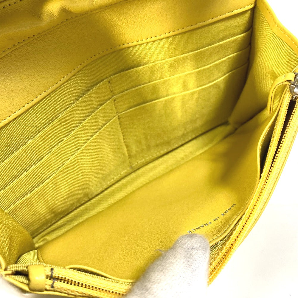 Chanel Shoulder Bag Ap0250 Lambskin Yellow Cc Coco Mark Matrasse Quilting Women Used Authentic