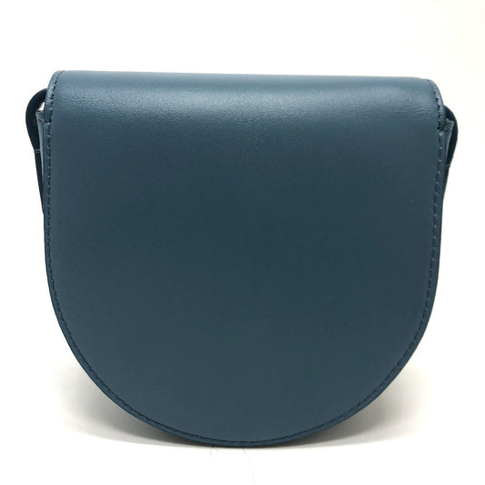 Celine Shoulder Bag Leather, Calf Leather Blue Triomphe Mini Buzas Cuir Women Used Authentic