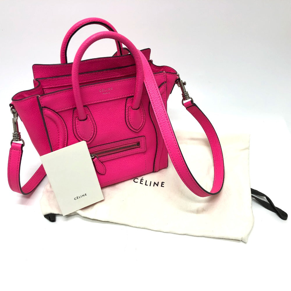 Celine Handbag 18924 Leather Pink Luggage Mini Shopper Women Used Authentic