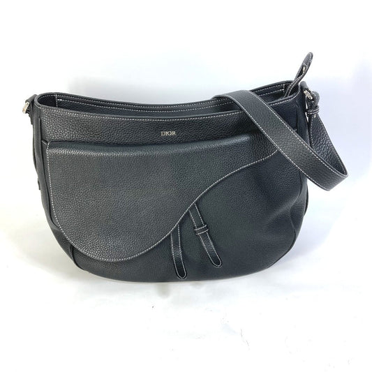 Dior Shoulder Bag 1 Adho023 Ul Leather Black Oblique Saddle Soft Bag Women Used Authentic