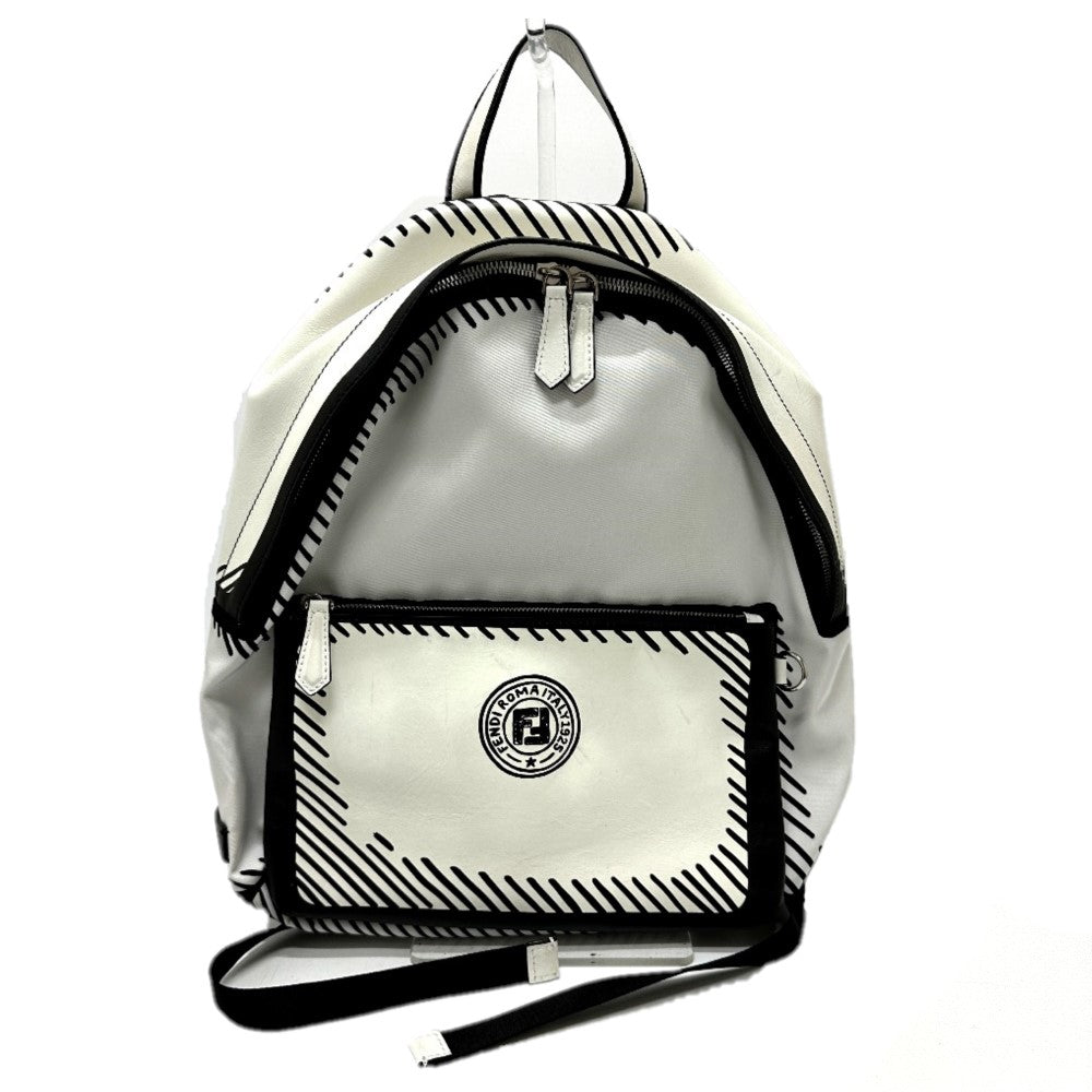 Fendi Backpack 7 Vz042 Canvas / Leather White Joshua Vides California Sky Backpack Mens Used Authentic