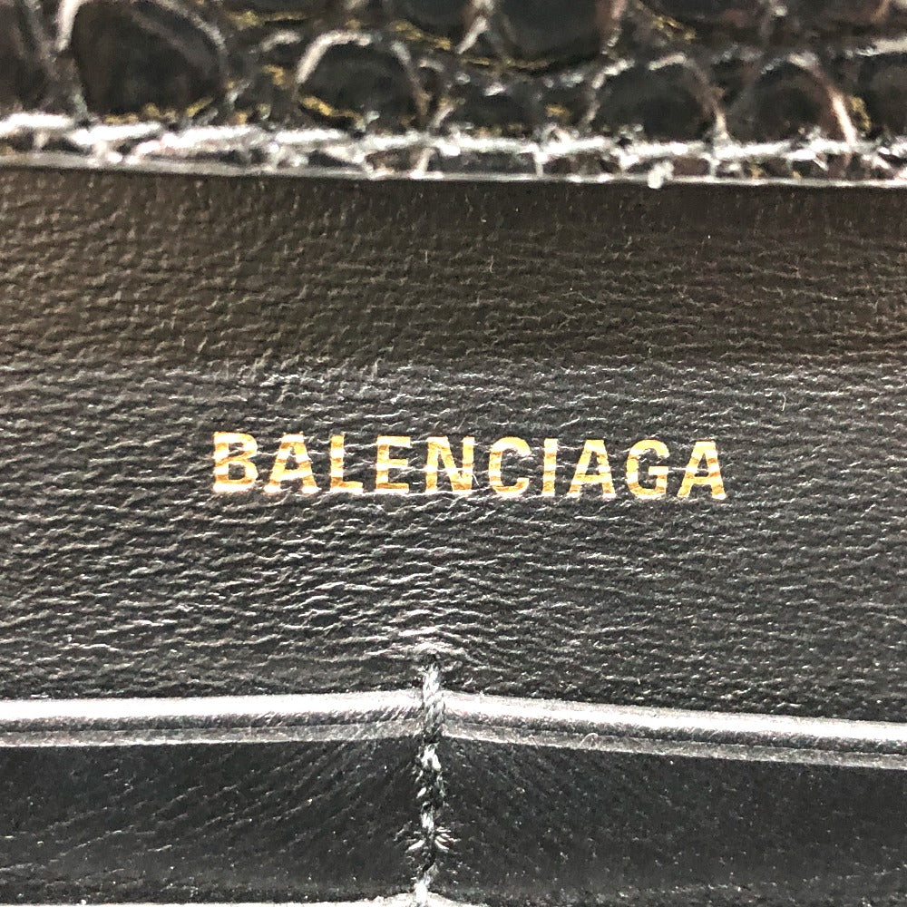 Balenciaga Shoulder Bag 656050 Leather Black B Logo Hour Glass Women Used Authentic