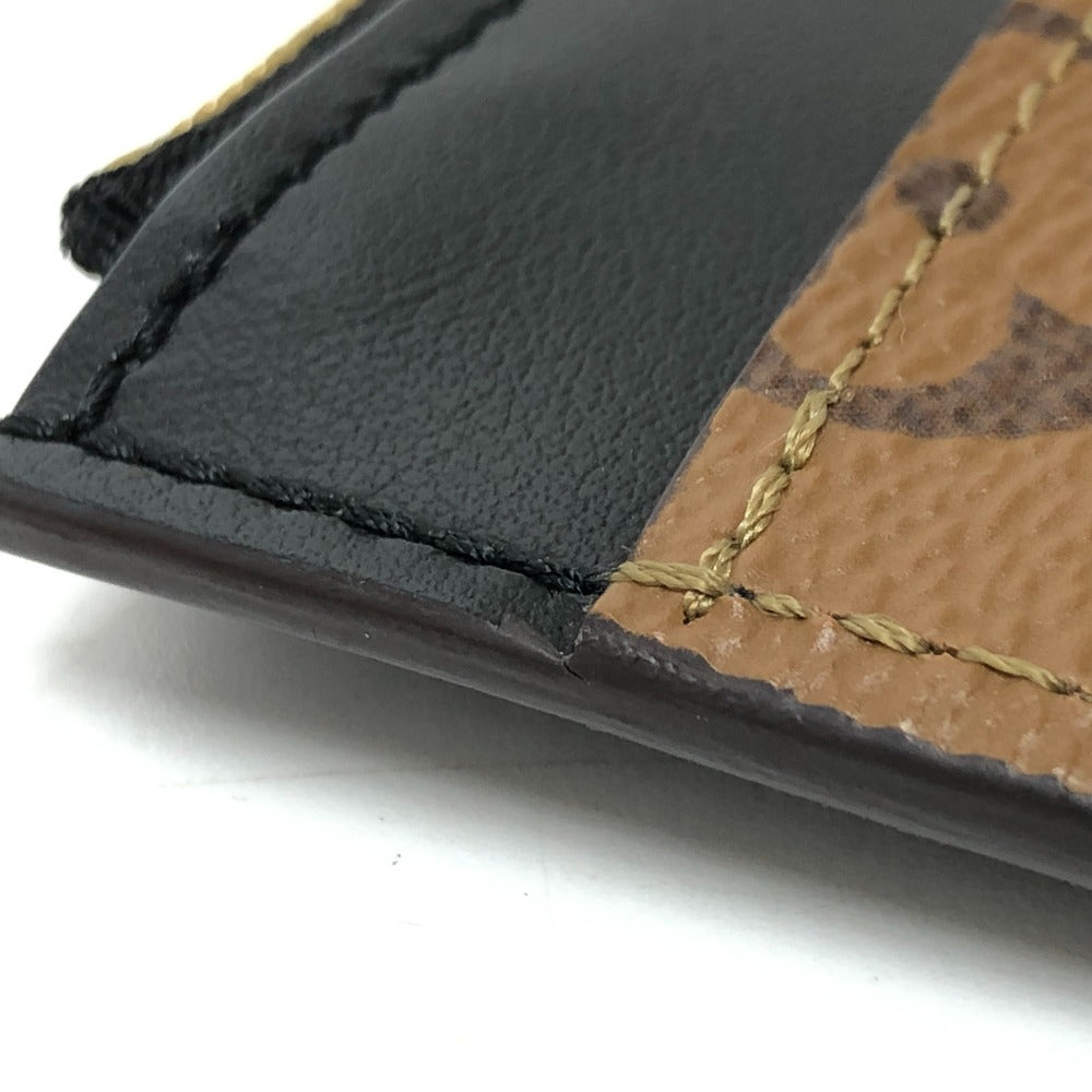 Louis Vuitton Pouch M80390 Monogram Reverse Canvas Brown Card Wallet Monogram Reverse Slim Perspective Women Used Authentic