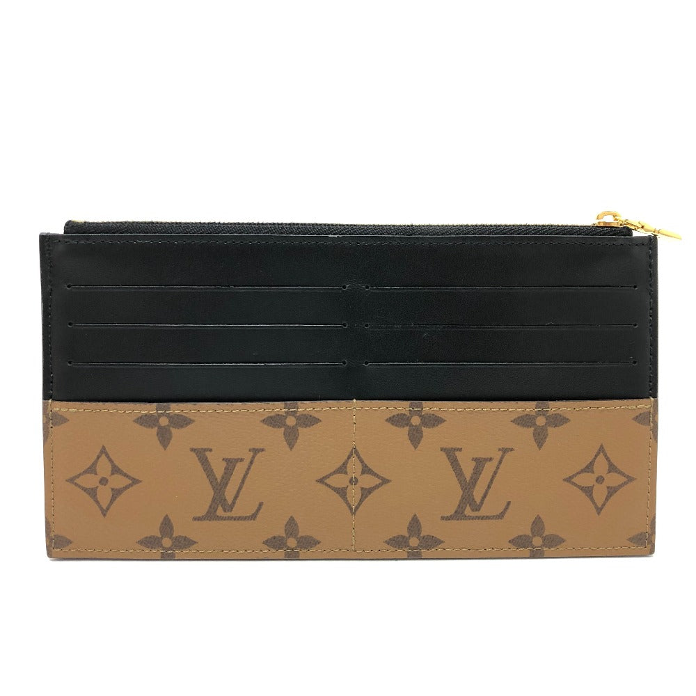 Louis Vuitton Pouch M80390 Monogram Reverse Canvas Brown Card Wallet Monogram Reverse Slim Perspective Women Used Authentic