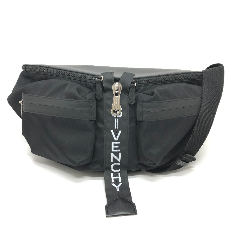 Givenchy Sling Bag Nylon / Leather Black Bag Logo Waist Bag Mens Used Authentic