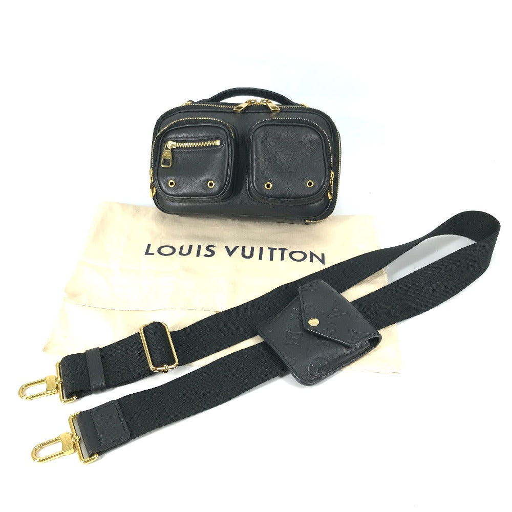 Louis Vuitton Shoulder Bag M80450 Leather Black Monogram Utility Crossbody Mens Used Authentic