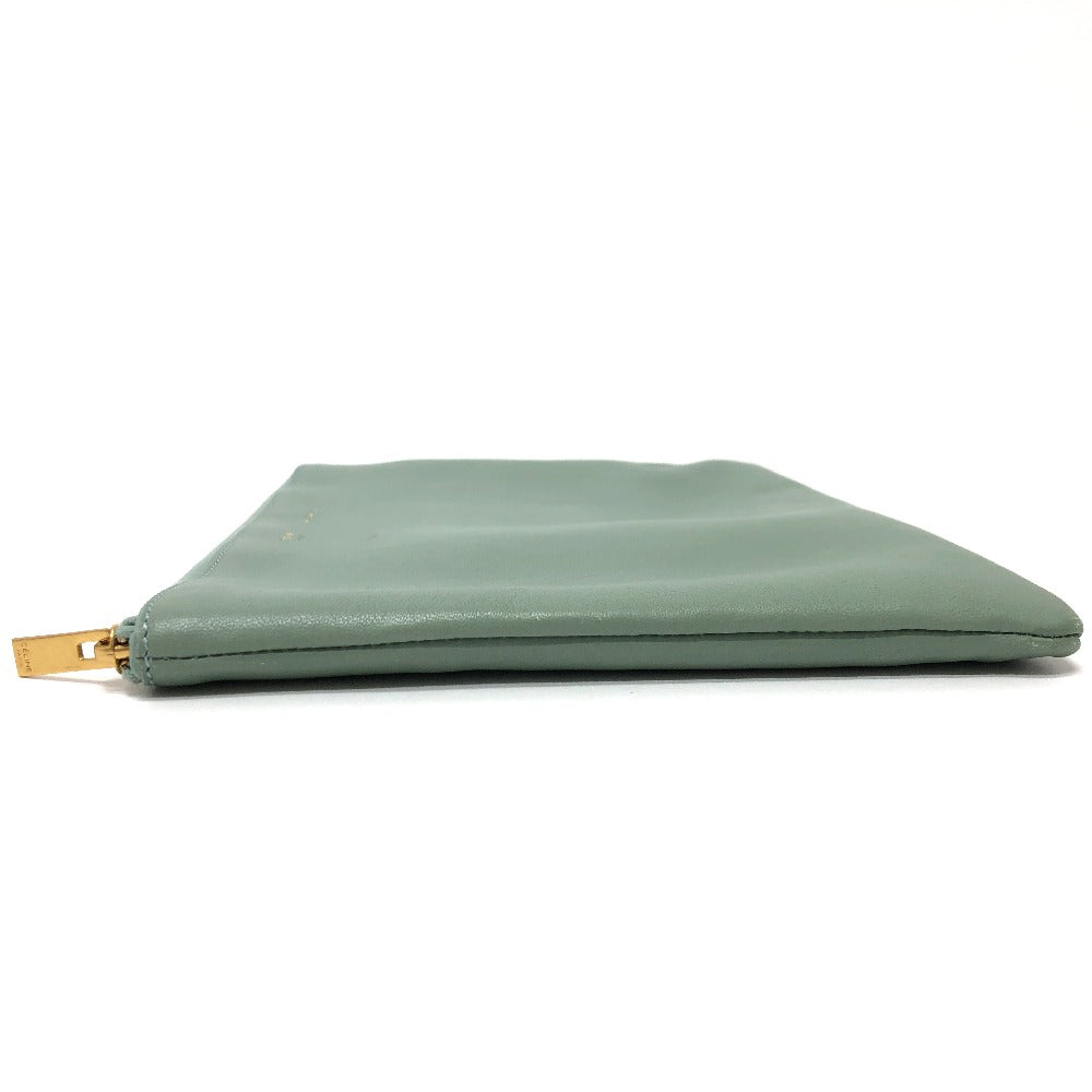 Celine Clutch Bag Leather Green Type Business Bag Women Used Authentic