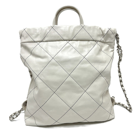 Chanel Backpack As3313 Lambskin White Handbag 2 Way Bag Chanel22 Small Women Used Authentic