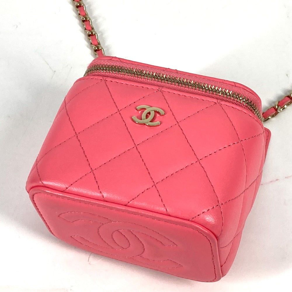 Chanel Shoulder Bag Ap1340 Lambskin Pink Timeless Classic Line Small Vanity Bag Women Used Authentic