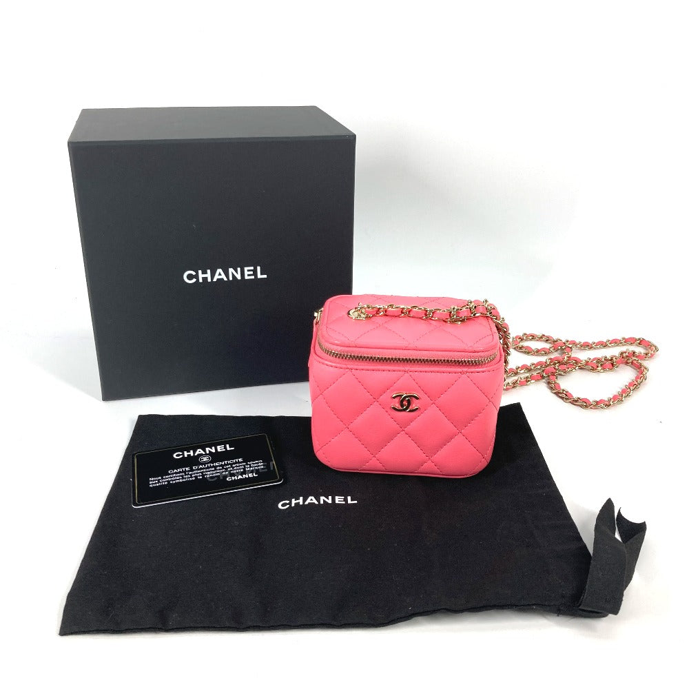 Chanel Shoulder Bag Ap1340 Lambskin Pink Timeless Classic Line Small Vanity Bag Women Used Authentic