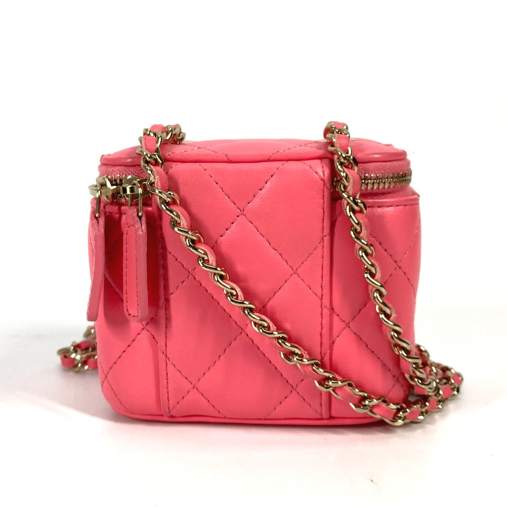 Chanel Shoulder Bag Ap1340 Lambskin Pink Timeless Classic Line Small Vanity Bag Women Used Authentic