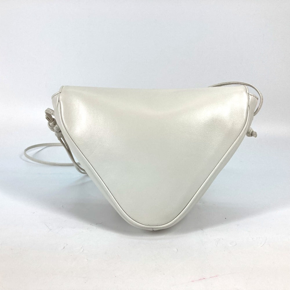 Celine Shoulder Bag Leather White Triangle Logo Triangle Women Used Authentic