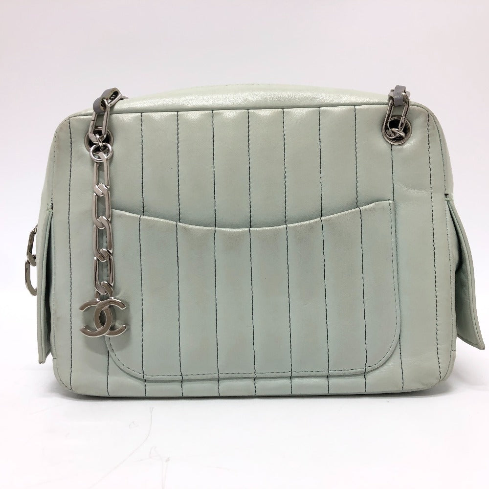 Chanel Shoulder Bag Leather Green Cc Coco Mark Women Used Authentic