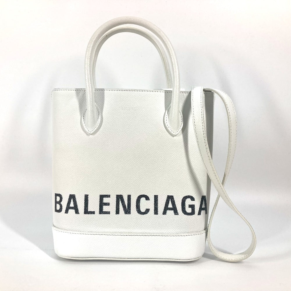 Balenciaga Shoulder Bag 596159 Leather White Logo Ville Xxs Women Used Authentic