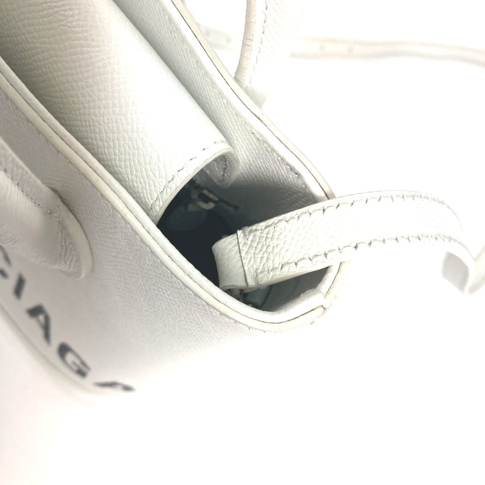 Balenciaga Shoulder Bag 596159 Leather White Logo Ville Xxs Women Used Authentic