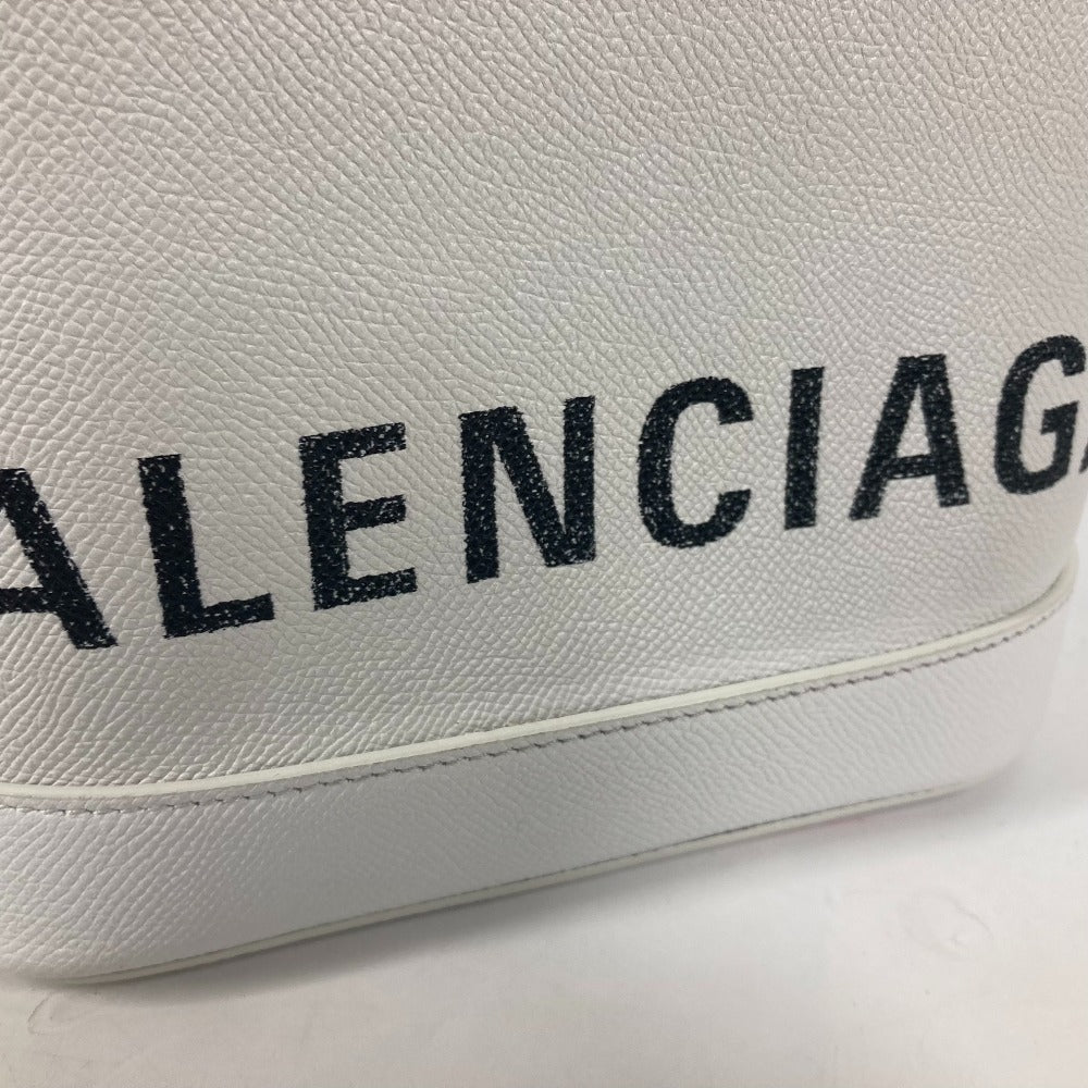 Balenciaga Shoulder Bag 596159 Leather White Logo Ville Xxs Women Used Authentic