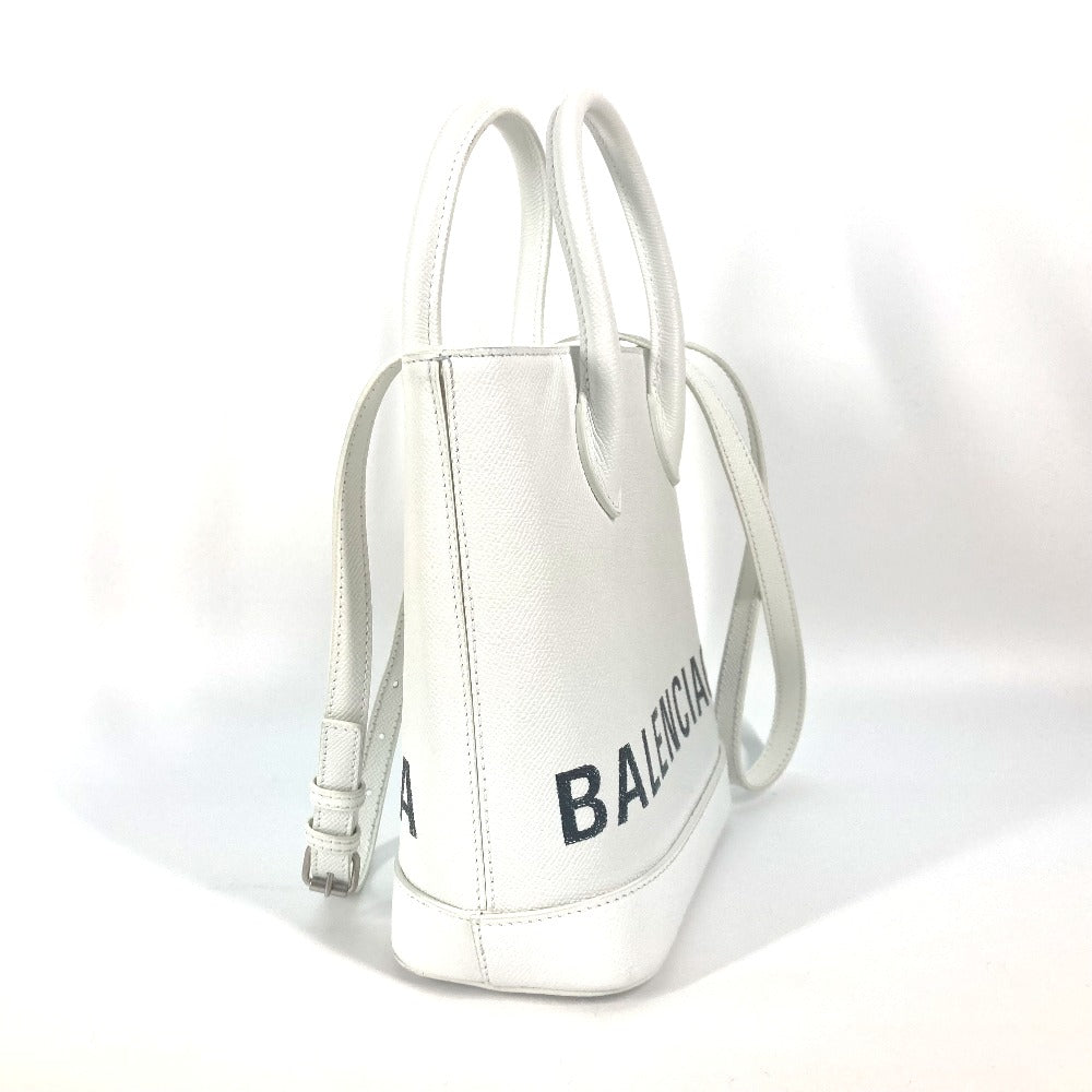 Balenciaga Shoulder Bag 596159 Leather White Logo Ville Xxs Women Used Authentic