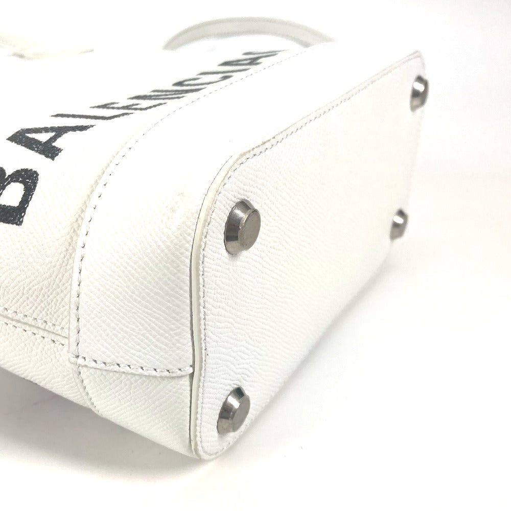 Balenciaga Shoulder Bag 596159 Leather White Logo Ville Xxs Women Used Authentic