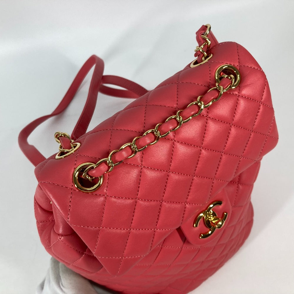 Chanel Backpack Lambskin Pink Bag Cc Coco Mark Matelasse Quilting Women Used Authentic