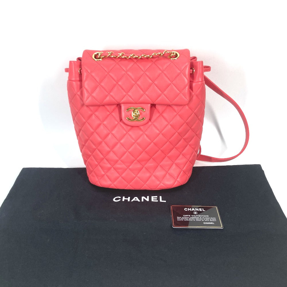 Chanel Backpack Lambskin Pink Bag Cc Coco Mark Matelasse Quilting Women Used Authentic