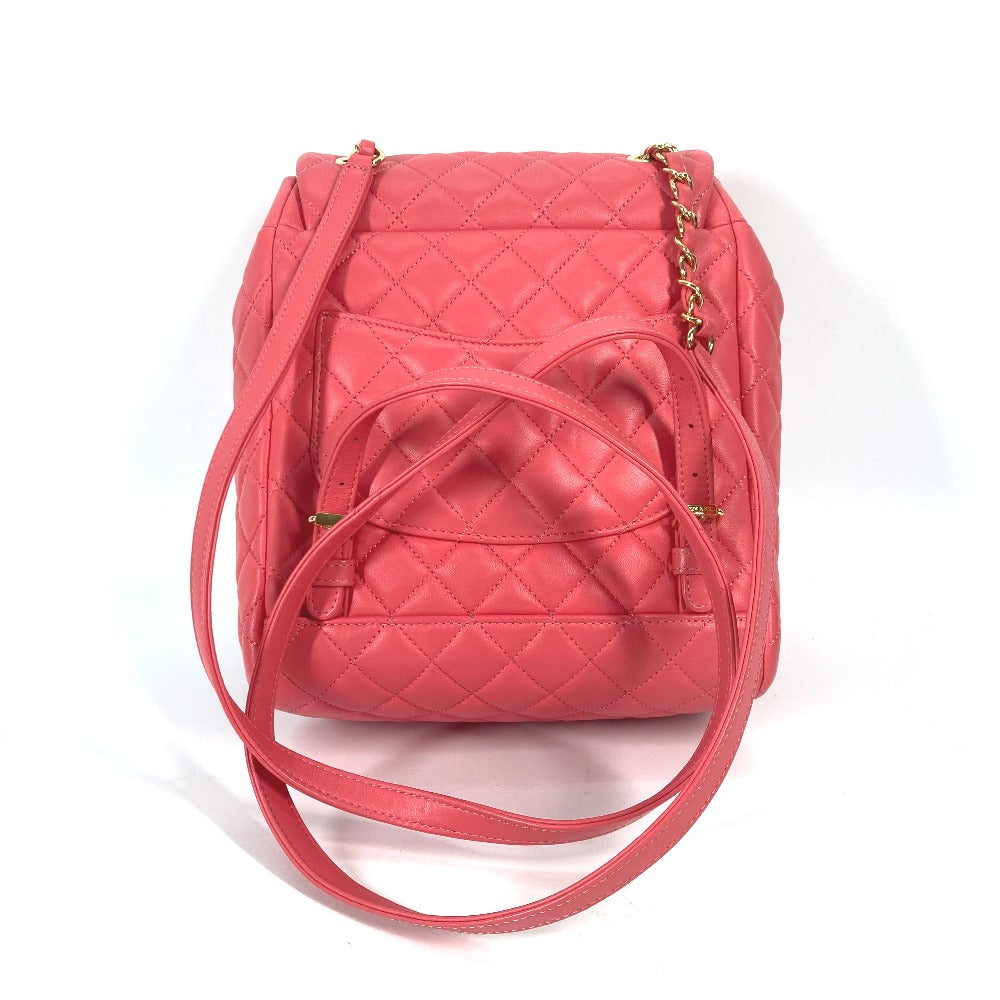 Chanel Backpack Lambskin Pink Bag Cc Coco Mark Matelasse Quilting Women Used Authentic