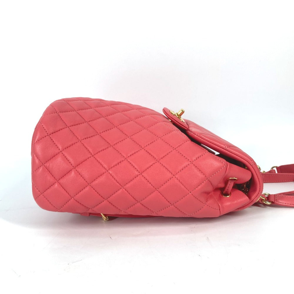 Chanel Backpack Lambskin Pink Bag Cc Coco Mark Matelasse Quilting Women Used Authentic