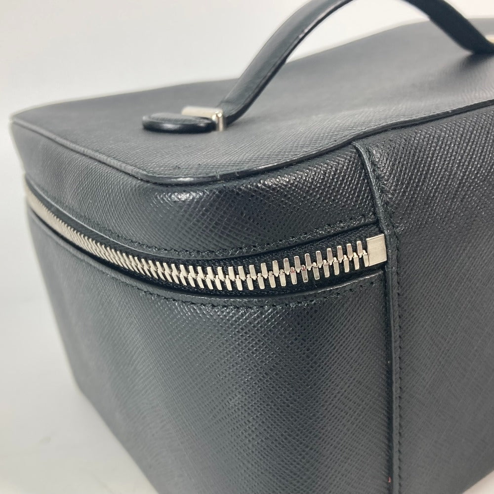 Prada Handbag 1 Nj003 Saffiano Leather Black Bags, Makeup Boxes, Makeup Pouches Vanity Bag Women Used Authentic