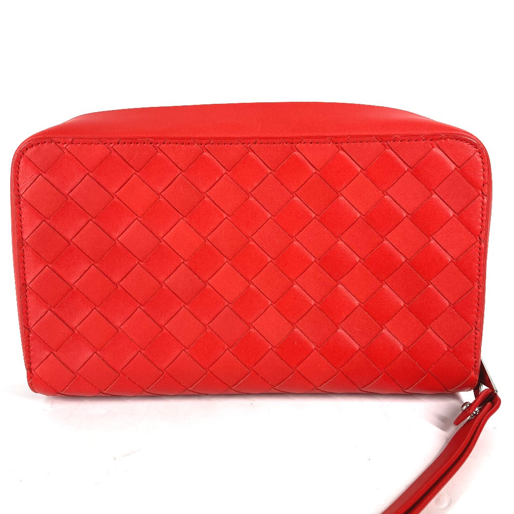 Bottegaveneta Clutch Bag 650524 Leather Red Bag Intrecciato Mens Used Authentic