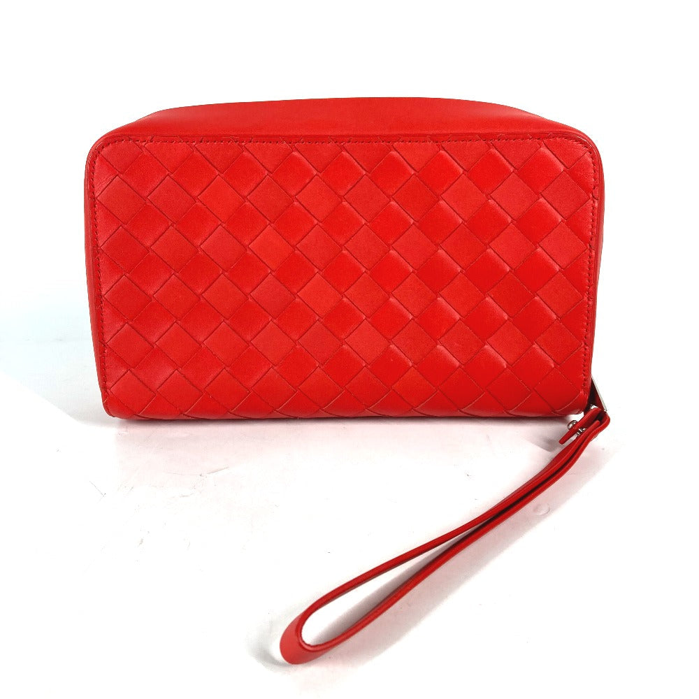 Bottegaveneta Clutch Bag 650524 Leather Red Bag Intrecciato Mens Used Authentic