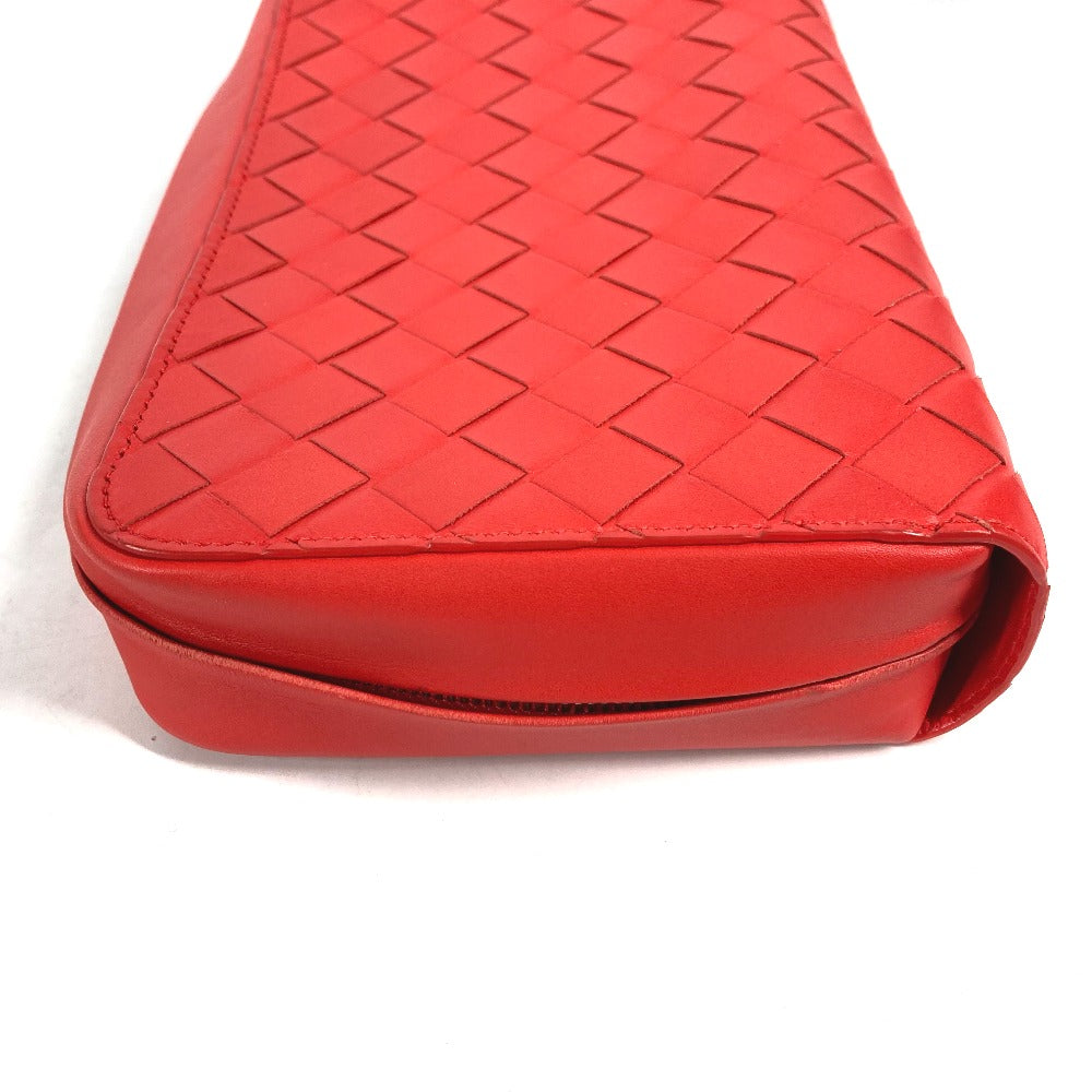 Bottegaveneta Clutch Bag 650524 Leather Red Bag Intrecciato Mens Used Authentic