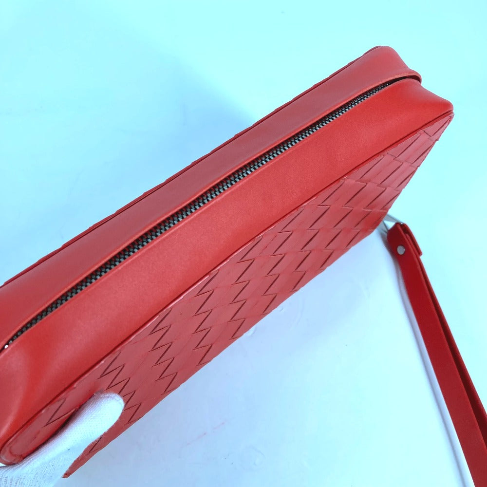 Bottegaveneta Clutch Bag 650524 Leather Red Bag Intrecciato Mens Used Authentic