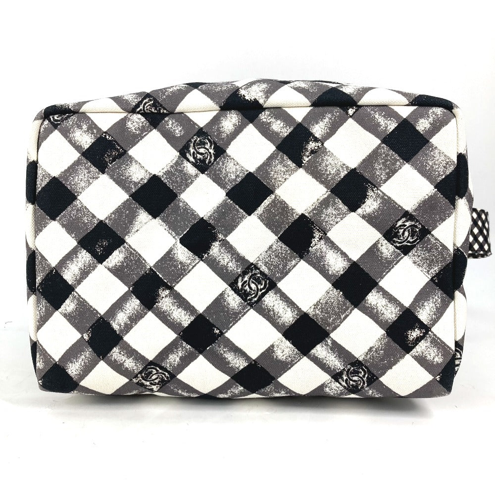 Chanel Shoulder Bag Canvas White Check Cc Coco Mark Women Used Authentic