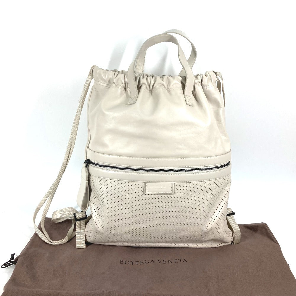 Bottegaveneta Backpack Leather Ivorytype Bag Logo Women Used Authentic