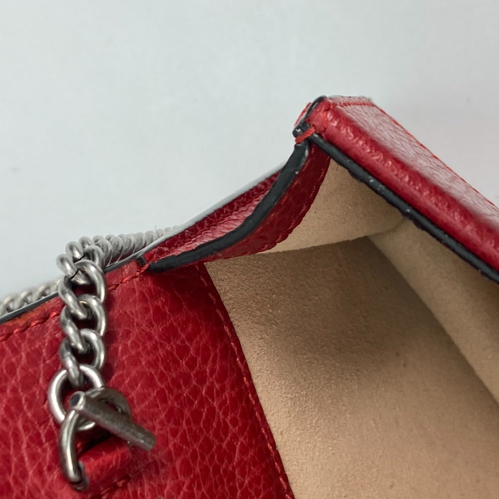 Gucci Shoulder Bag 476432 Leather Red 2 Way Bag Pouch Clutch Bag Dionysus Rhinestone Women Used Authentic