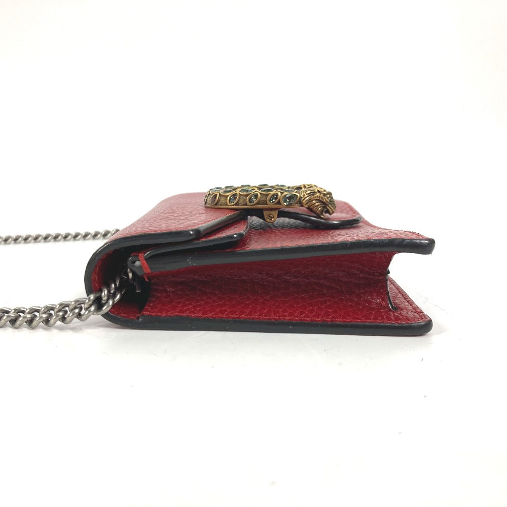 Gucci Shoulder Bag 476432 Leather Red 2 Way Bag Pouch Clutch Bag Dionysus Rhinestone Women Used Authentic