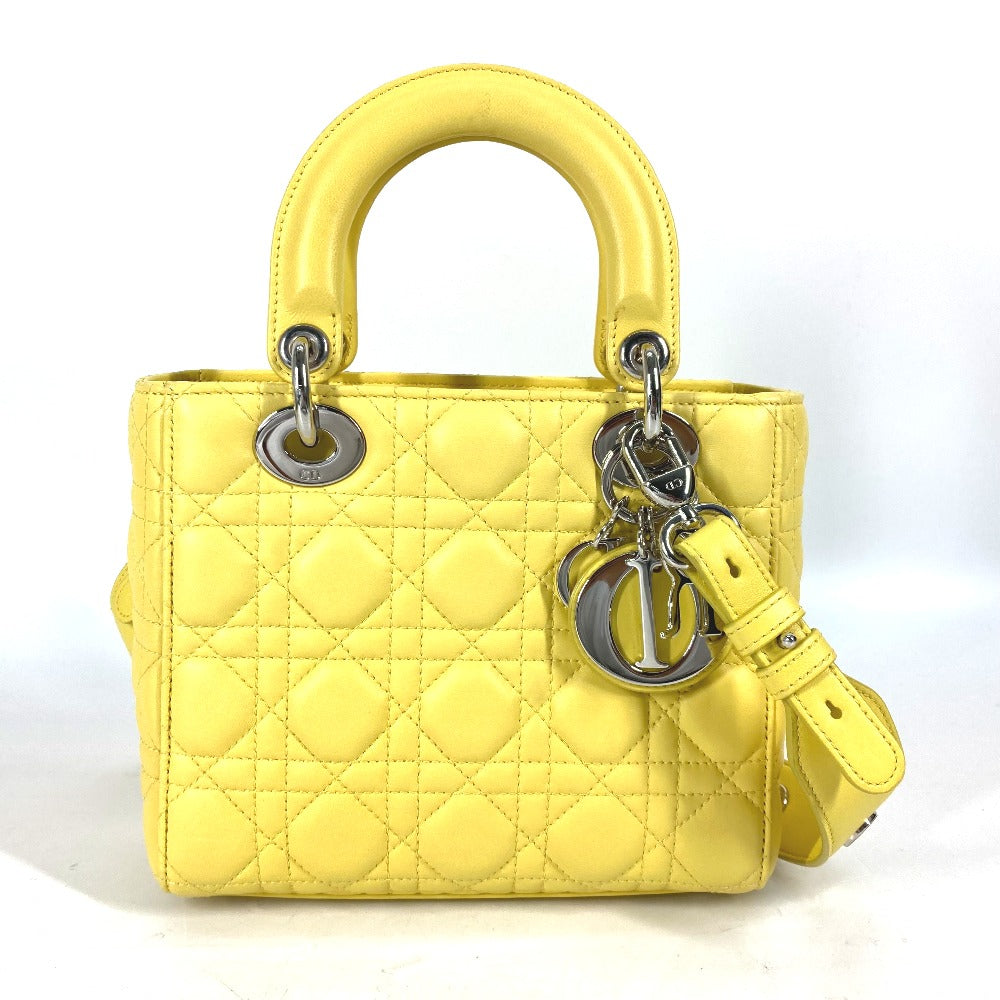 Dior Handbag M0532 Pcal Lambskin Yellow Lady Dior Ladydior My Abc Dior Women Used Authentic